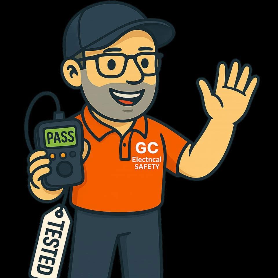 GC Electrical Safety test and tag mascot holding a PAT tester